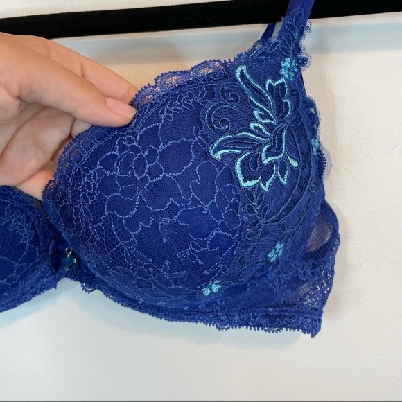Lise Charmel Lace Floral Embroidered Blue Bra 34 C - Picture 2 of 10